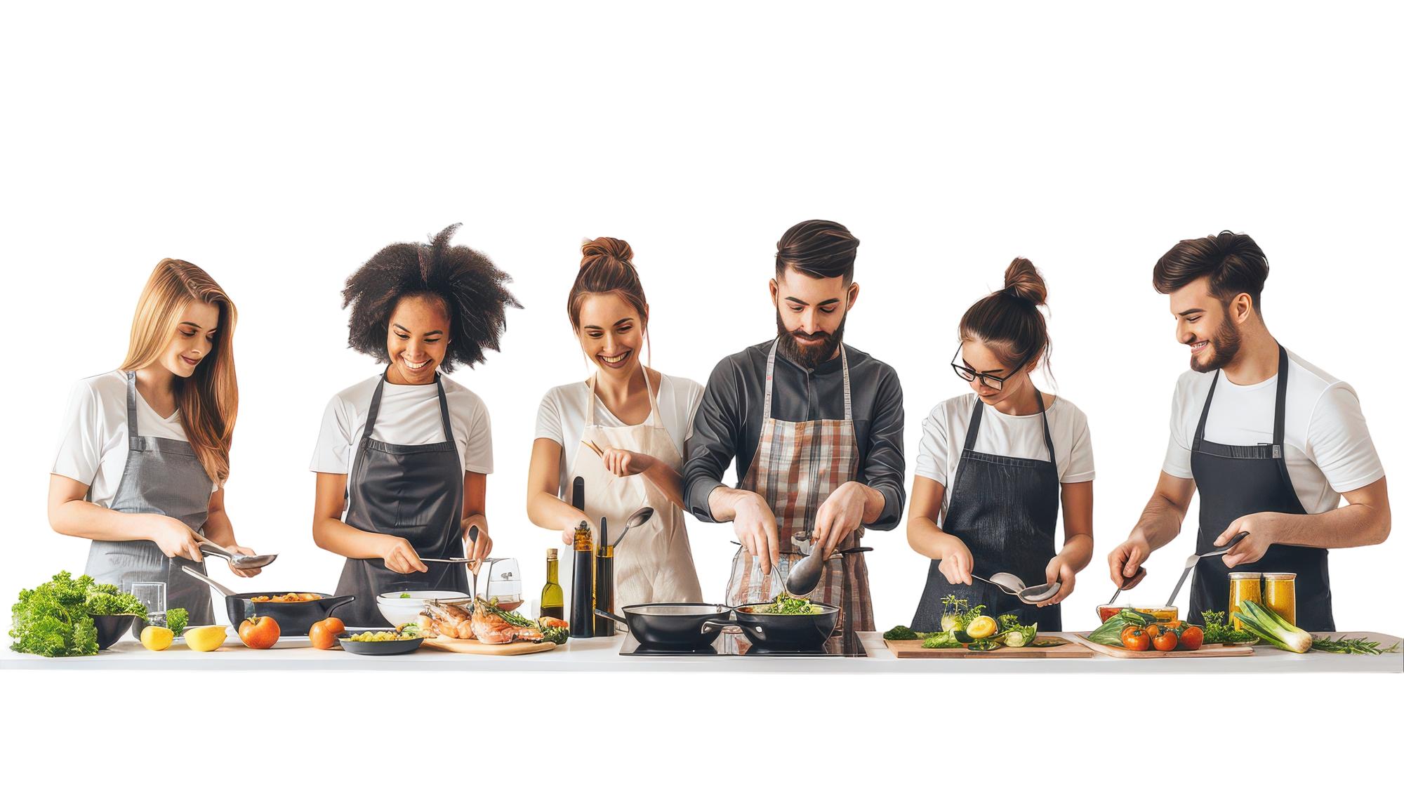 Workshop con chef che insegna a un piccolo gruppo